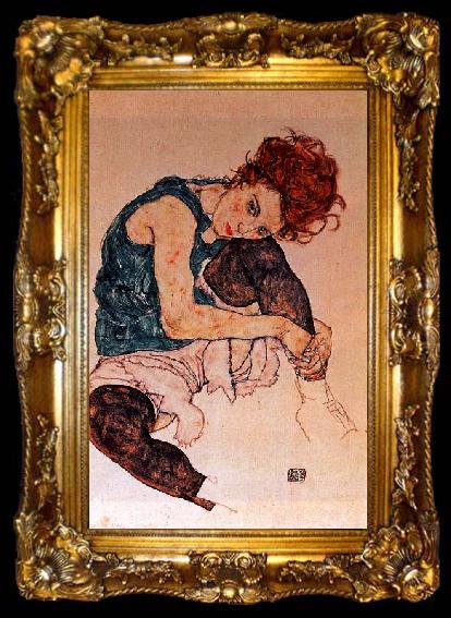 framed  Egon Schiele Seated Woman with Bent Knee, ta009-2